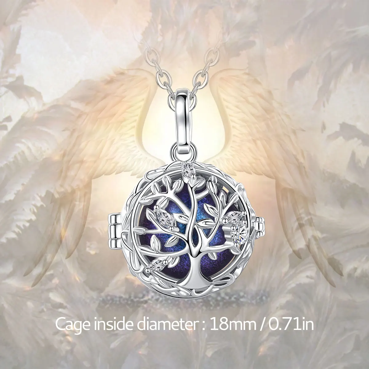 Eudora Collier Bola de Grossesse Necklace 18MM Ball Tree of Life Angel Caller Musical Bell Pendant DIY Jewelry for Pregnant Wome 2