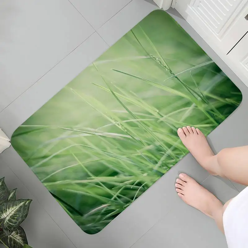 녹색 잔디 프린트 플랜지, 마주 보는 바닥 매트, 욕실 장식 카펫, 미끄럼 방지 거실 주방 문짝