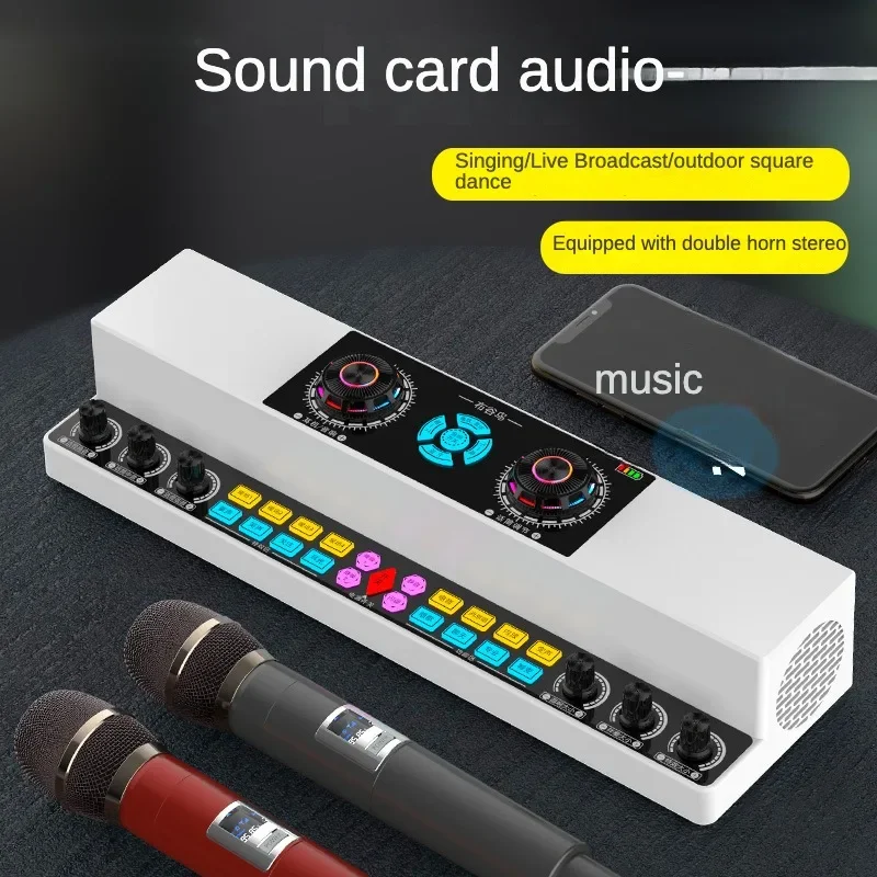 Y6 Live Singing Sound Card Audio English Version All-in-One Indoor Outdoor Square Dance Karaoke Wireless Bluetooth Speaker