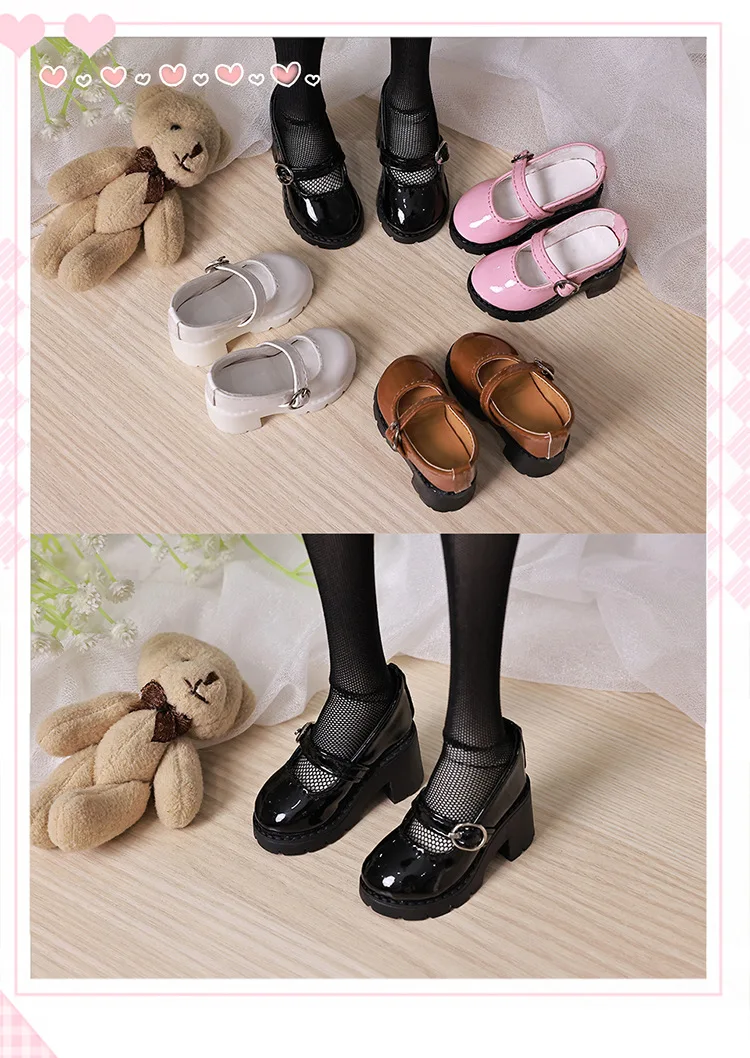 6cm* 3cm Doll Leather Shoes 1/4 Bjd Doll Thick Sole Round Toe High Heels Suitable For Dollfie Dream Mid-Dk Dod DollMore Luts