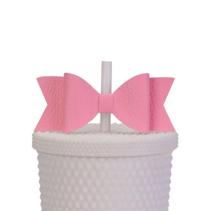 Bow Straw Topper - Faux Leather White