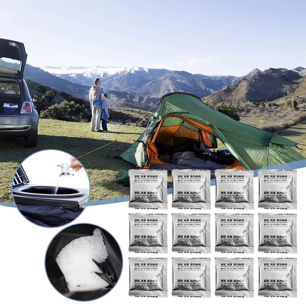12PCS Camping Toilet Chemicals Liquid Waste Gelling Deodorizing Powder Eco Absorbent Gel for Camping Toilet for Portable Toilet 4