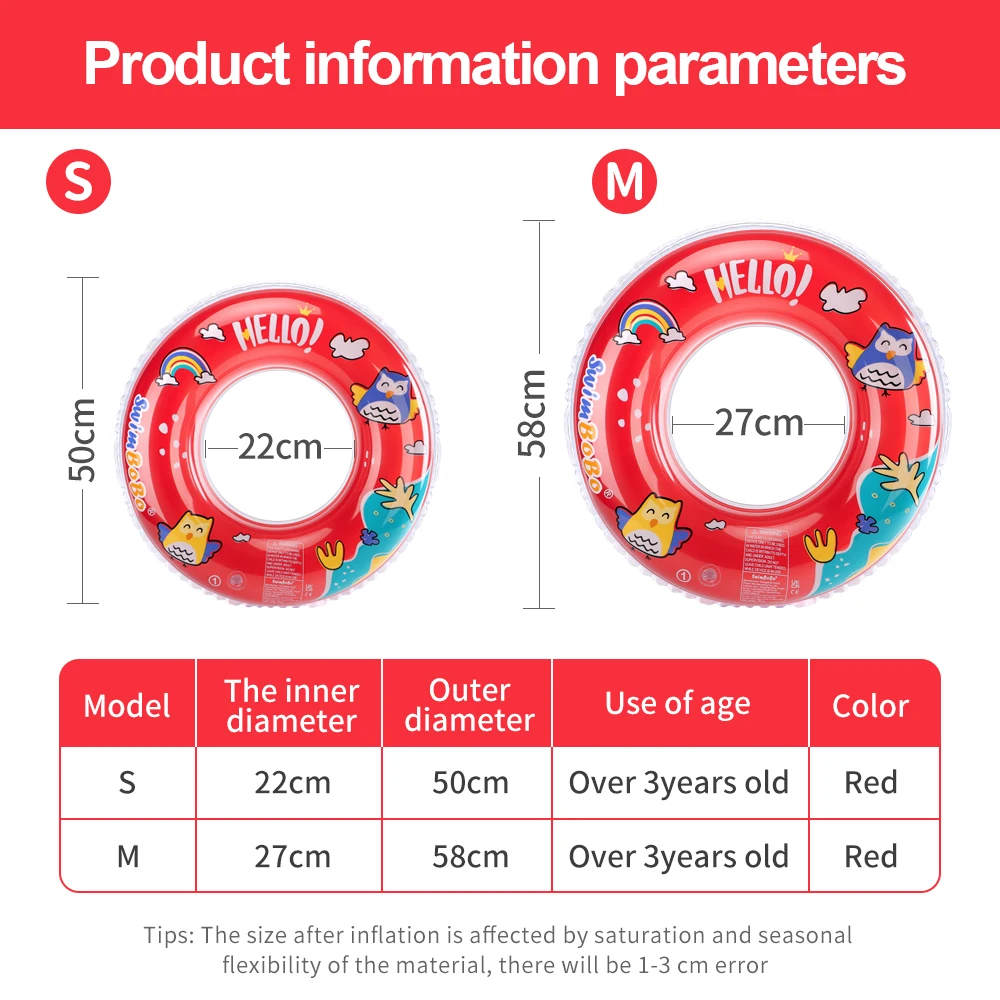 Swimbobo New Style Baby Float Ring Water Toy Kids PVC Inflatable Swimming Underarm Rings Children floats For Summer Floating 5