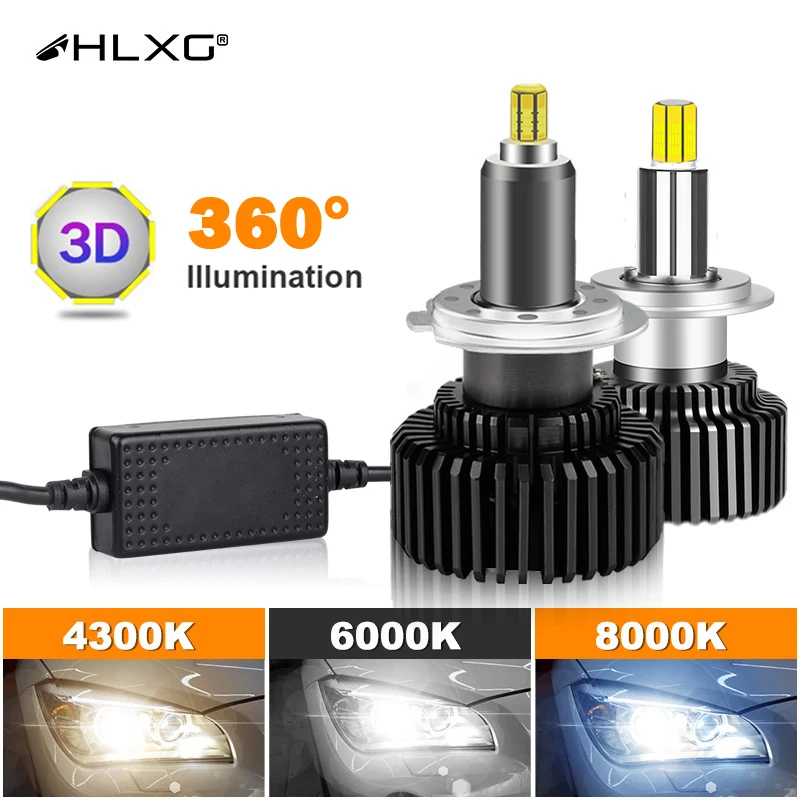 HLXG H7 Ampoule de sauna de voiture à LED, Canbus, 300W 100000LM , H1, H4,  H8, H9