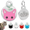 Cute Cat Tag Small Dog ID Tags Free Engraved Name Cats Kitten Name Tag Anti-lost Pet Collar Pendant Fish Shape&Cat Face Tags 3