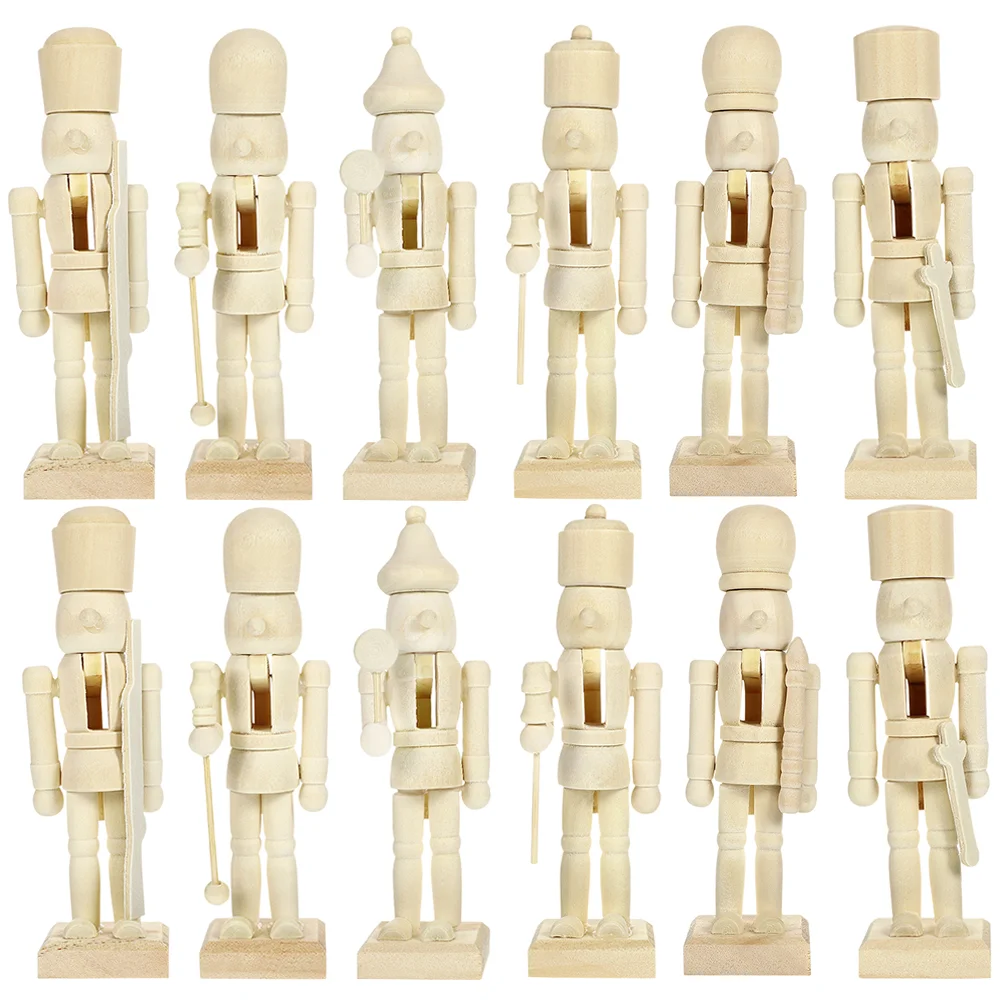 

Christmas Nutcracker Figurine Paint Your Own Soldier Unpainted Blank Puppet Xmas Party Decoration