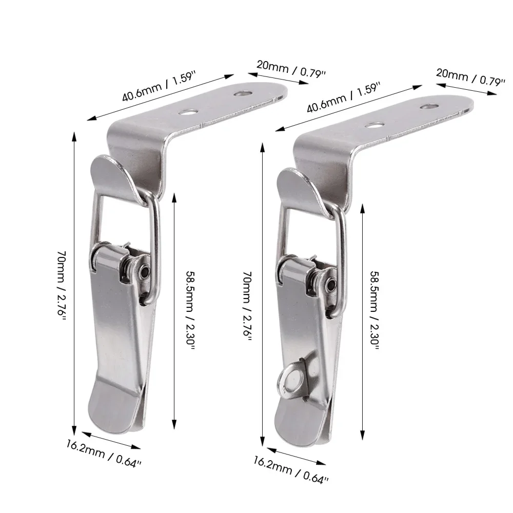 Toggle Latches Wooden Box Hasps Clamp Hook Stainless Steel Spring Catch Clasps 90 Degrees Duck-mouth Buckle Hook Boxes Draw Toggle Clamp Hasps toggle latches,jewelry box hasps,decorative latches,furniture hardware,buckle clamp