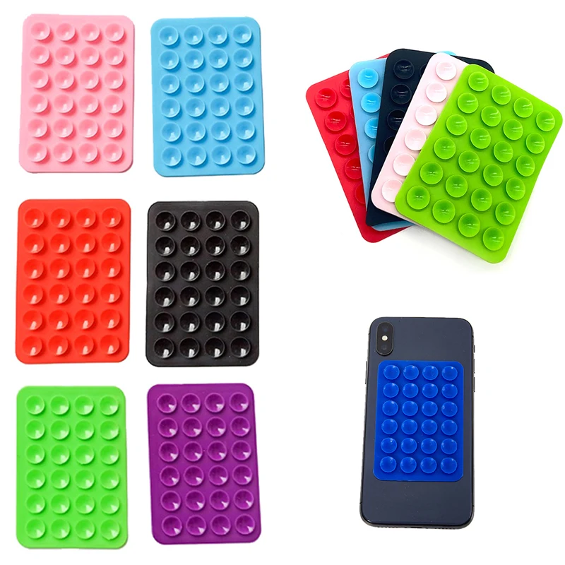 Phone Silicone Suction Cup Holder Strong Adhesive Suction Cup Wall Stand Square Anti-Slip Single-Sided Case Mount Back Sticker