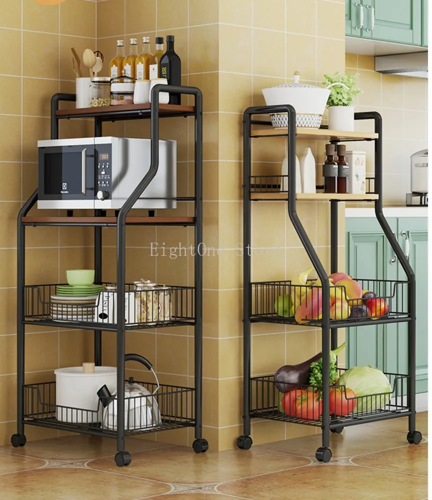 

Large Capacity kitchen storage rack rust resistant floor multi-layer microwave oven oven kitchen supplies vegetable pot storage