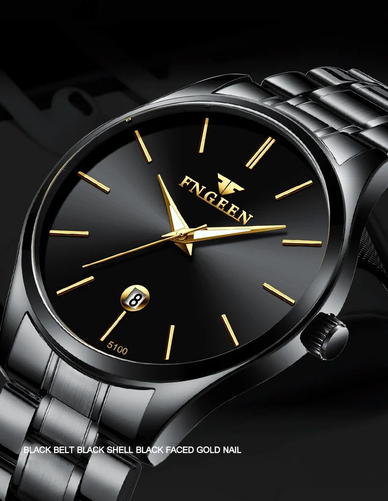 BINBOND stainless steel durable quartz watches for men luxury luminous waterproof precise auto date men's watch casual reloj