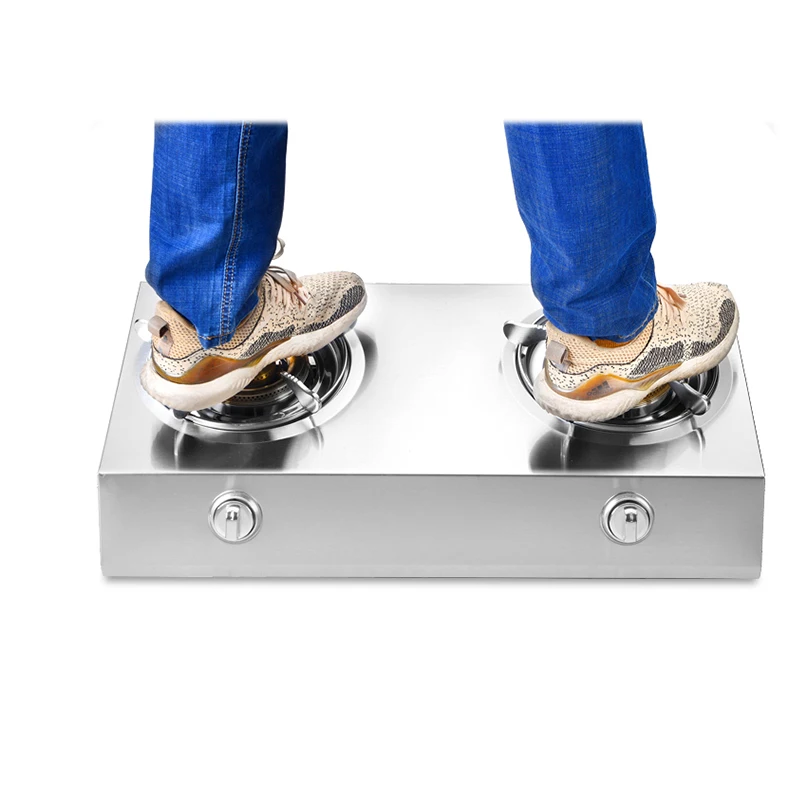 Gas Double Stove Desktop Nine-chamber Fierce Fire Stove Old-fashioned Stainless Steel Double Stove Liquefied / Natural Gas 4
