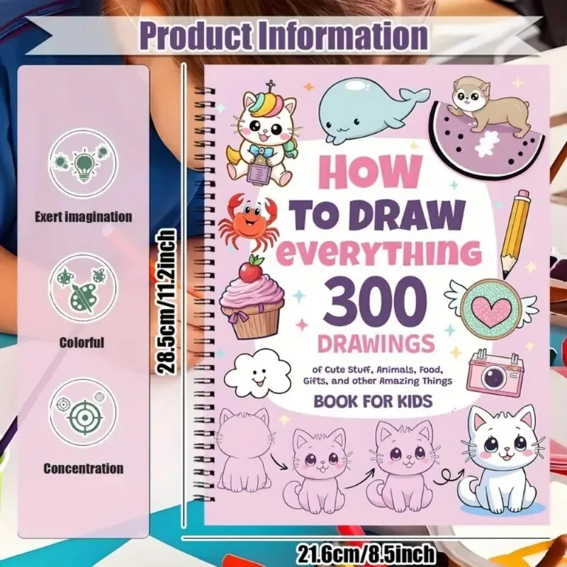 Come disegnare qualsiasi cosa per gli appassionati di pittura, 300 graziosi disegni semplici passo dopo passo di cose adorabili, animali, cibo, regali - immagine 6