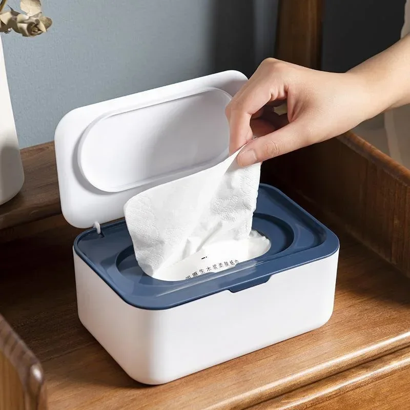 

Wet Wipes Dispenser with Lid Dustproof Tissue Storage Box for Home Office Baby Wet Tissue Mask Storage Box Kitchen Organizer