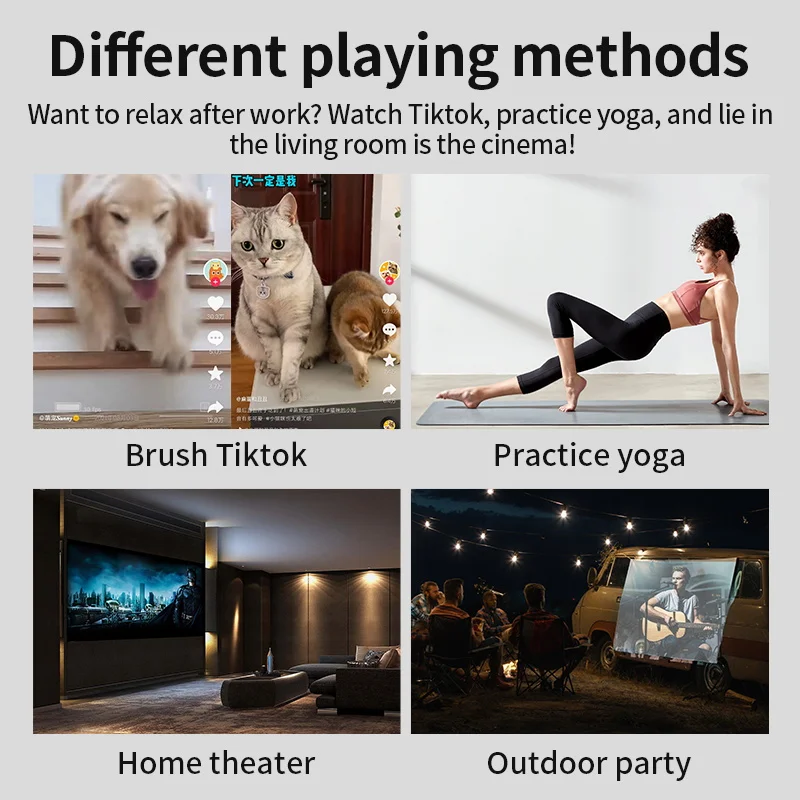 جهاز عرض تلفزيون ذكي محمول بنظام أندرويد 10 ، واي...