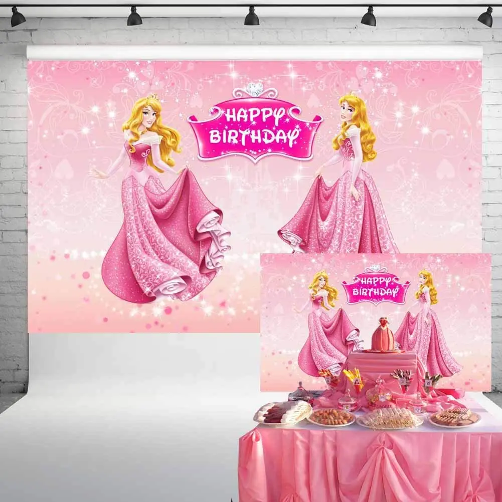 Disney Sleeping Beauty Princess Aurora Supplies Photography Backdrop Baby Shower Girl Birthday Party Cake Table Decoration