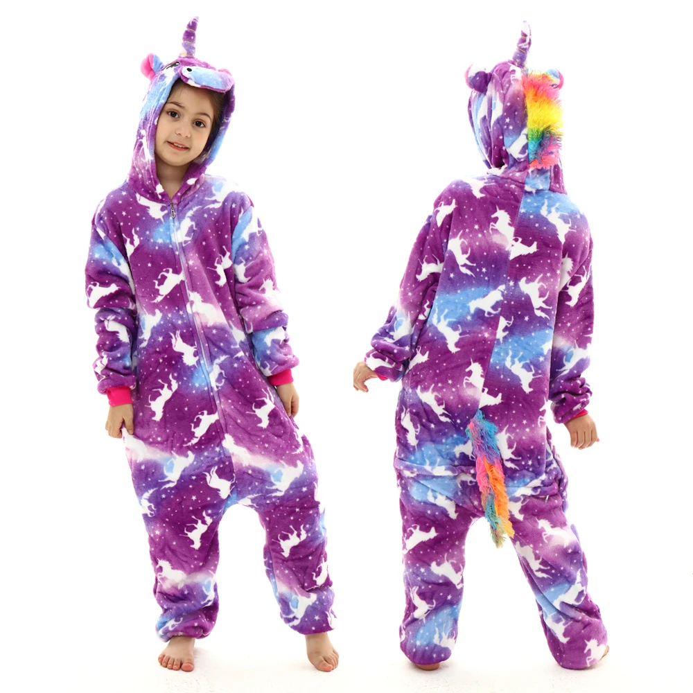 MINISO children unicorn pajamas kids stitch pijamas boys animal jumpsuits baby girls flannel kigurumi onesies for winter kids pajamas
