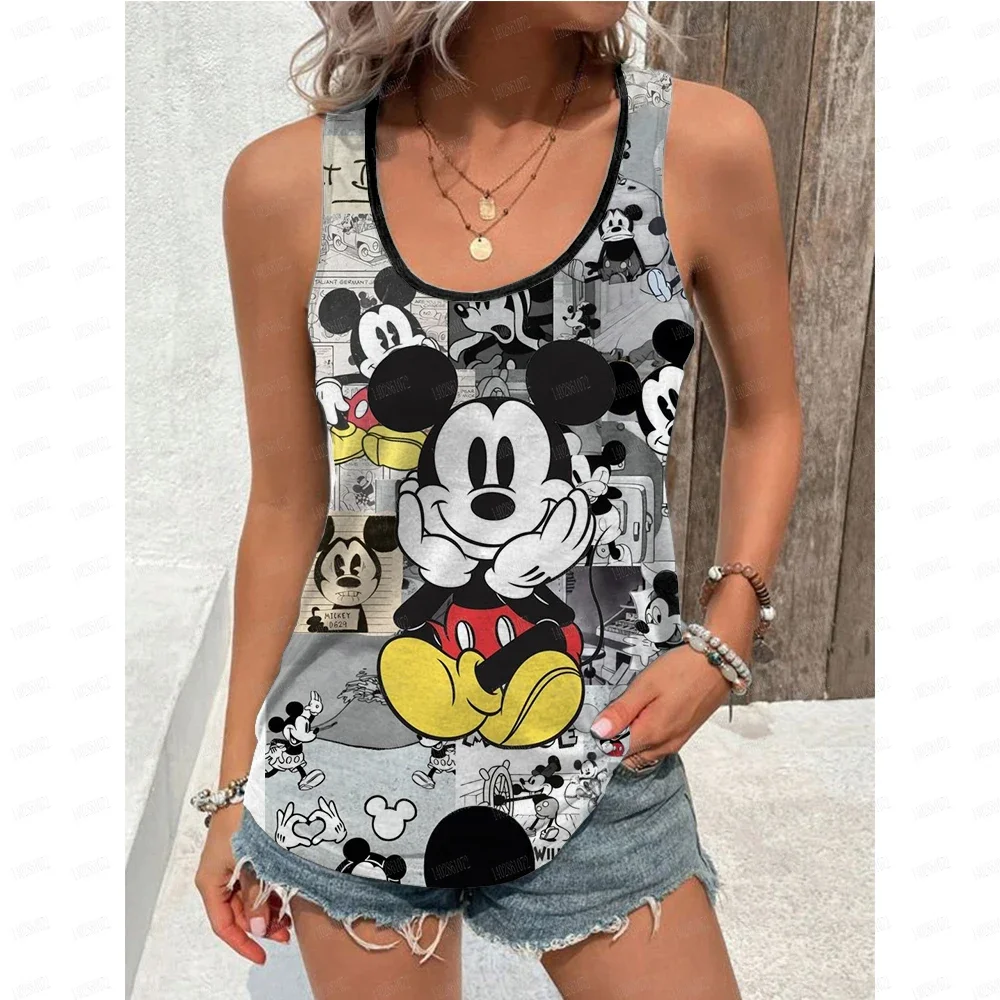 women tank tops Summer Women Mickey Mouse Tank Tops Tees Fashion Sleeveless Clothing Disney Cartoon Character Streetwear