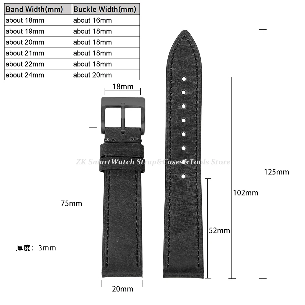 Quick Release Vintage Retro Echtes Leder Uhrenarmband 18mm 20mm 22mm 19mm 21mm 24mm Crazy Horse Männer Frauen Straps Uhrenarmband – Detail 1