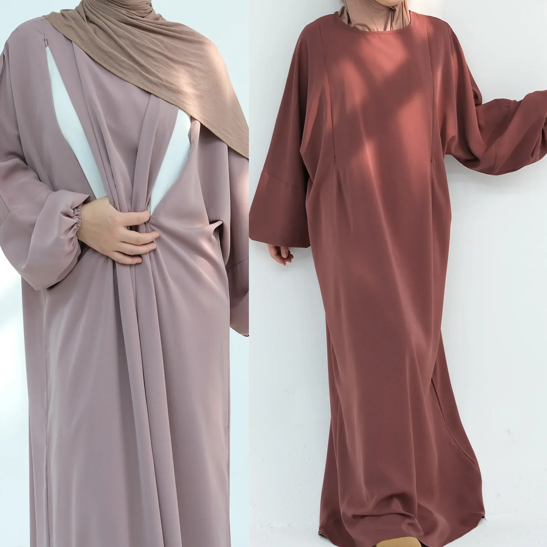 Women Dress Soft Nida Nursing Mother Abaya with Side Zip Front Islamic Clothing Puff Sleeves Breastfeeding Abaya Modest Dresses