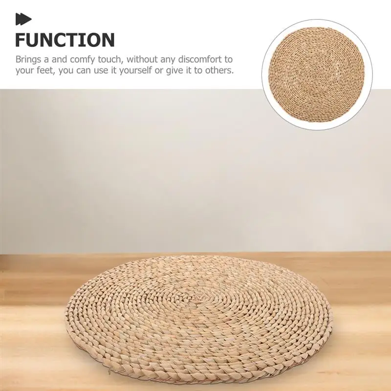 20/30cm Japanese Style Natural Straw Round Pouf Tatami Cushion Rattan Yoga Cushion Woven Sitting Seat Cushion 5