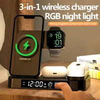 30W 3 In 1 Wireless Charger Stand Pad Alarm Clock Night Light Fast Charging Station Dock for iPhone Samsung Galaxy Watch IWatch - Image 5