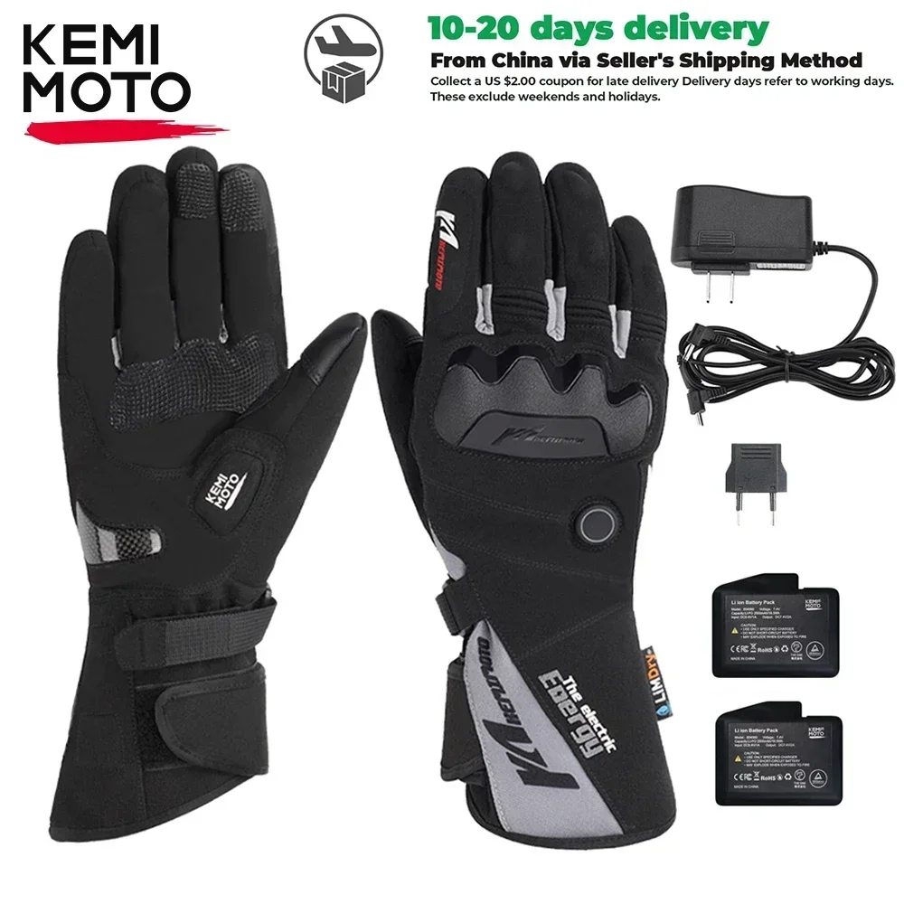 KEMIMOTO 電熱手袋冬スキー手袋タッチスクリーンオートバイ手袋