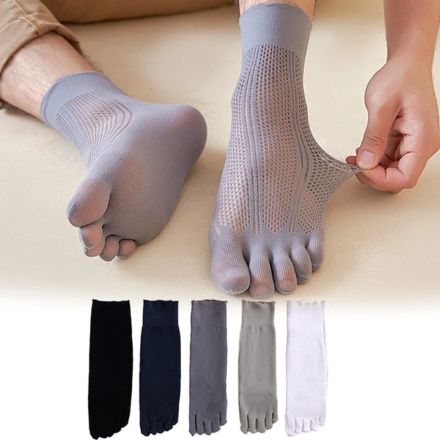1 Pair Men Thin Sheer Nylons With Toes Wide Mouth Hollow Mesh Five Finger  Socks Breathable Solid Color Cotton Split Toe Socks - AliExpress