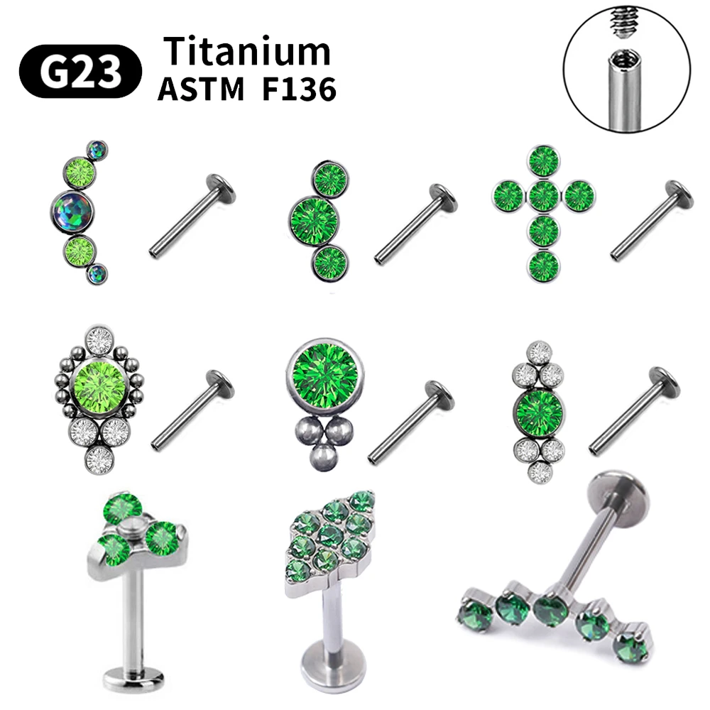 Titanium Earrings Piercing Green Jewelry Stud Earrings Titanium