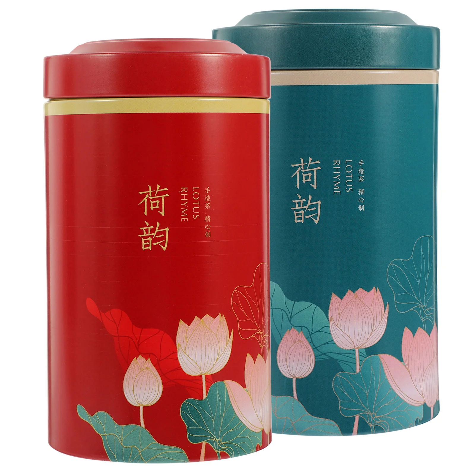 

2 Pcs Tea Airtight Can Home Adorn Tinplate Desktop Container Household Storage Jar Tea-leaf