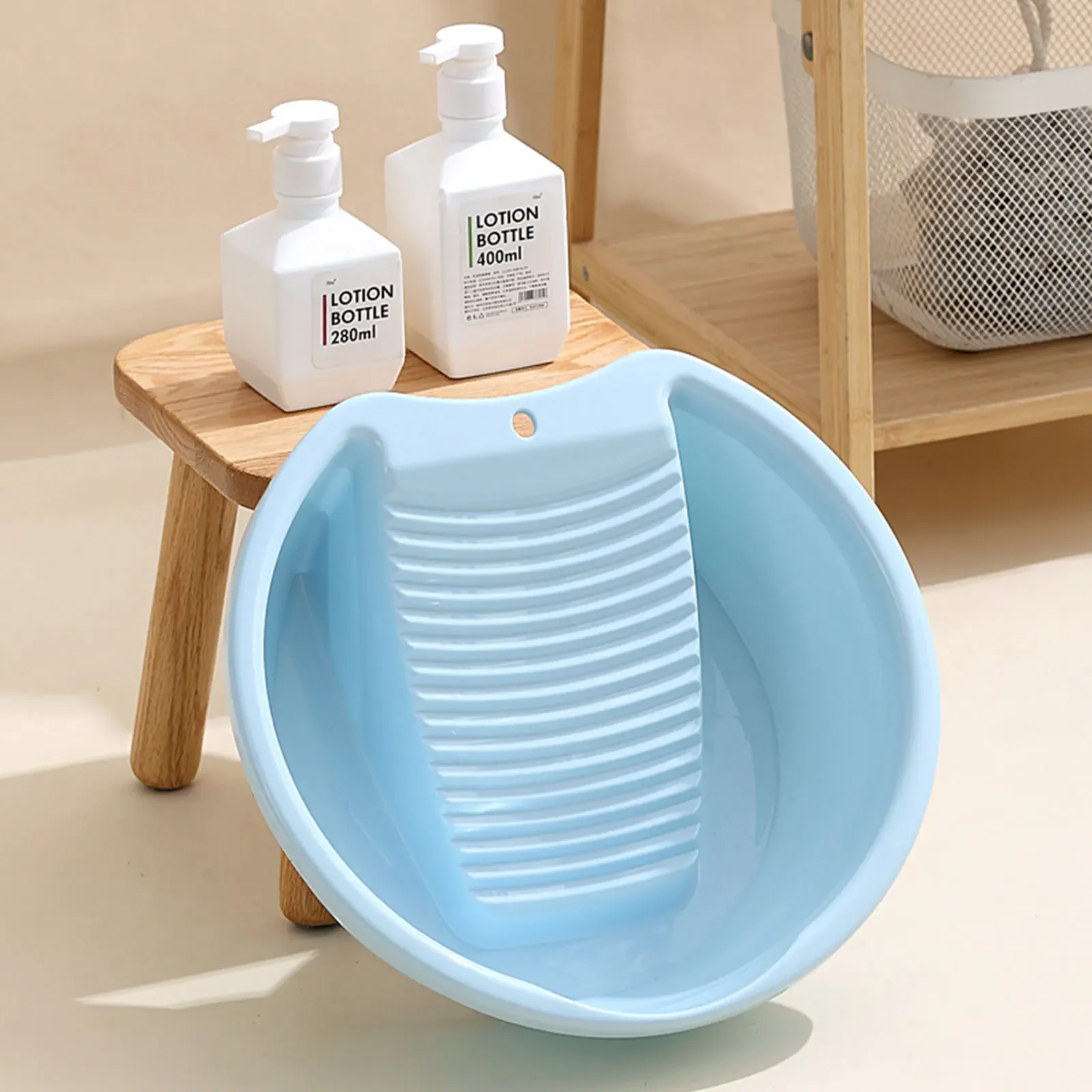 Laundry Washbasin Washboard Basin Convenient Non Slip Plastic Washboard Washing Clothes Laundry Basin for Clothes T Shirts Blouses Socks Hand Wash