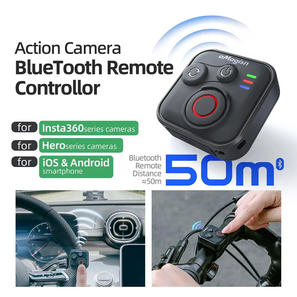 Bluetooth Smart Remote Control for Insta360 GoPro HERO Series Smart Phones Wireless 50m Remote Control Range