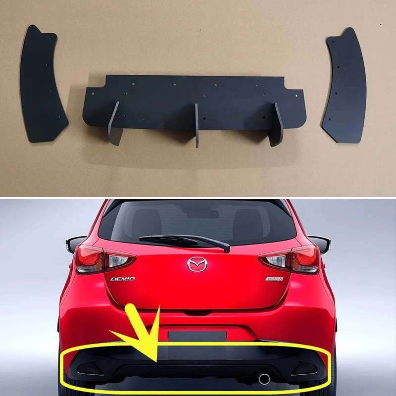 

For Mazda 2 Demio SkyActiv Hatchback 2015-2018 Year Rear Diffuser Rear Bumper Lips Splitter Spoiler Body Kit Accessories Black