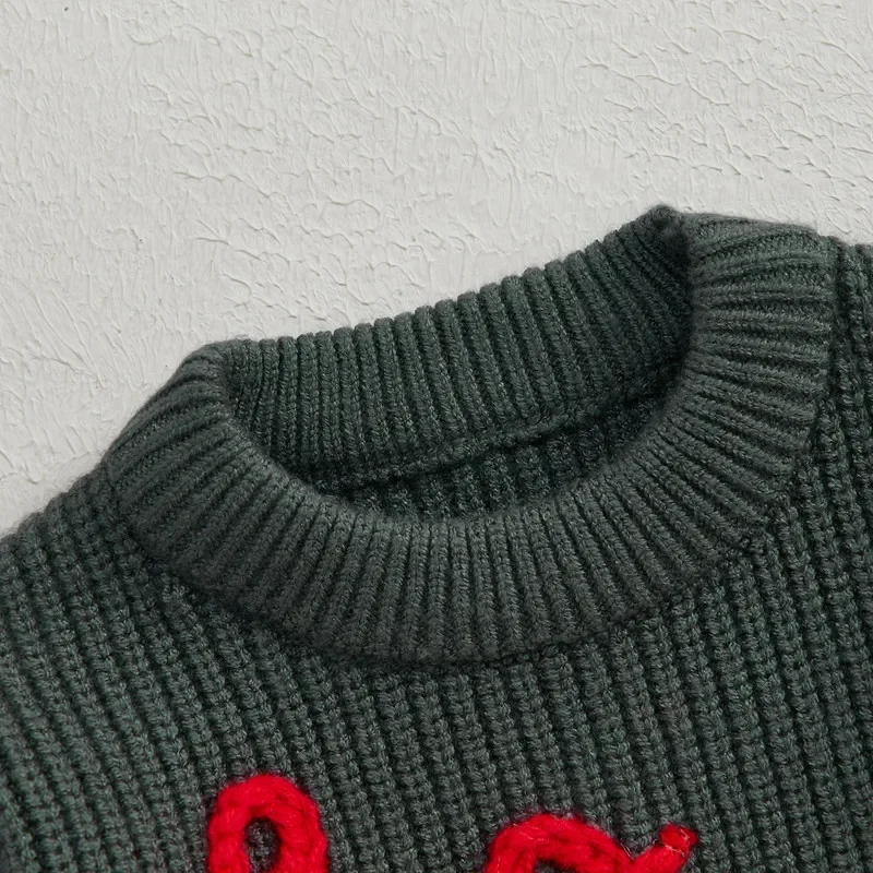 Baby Girl Christmas Sweater Autumn Winter Long Sleeve Letters Candy Cane Warm Knit Pullover baby girls sweater