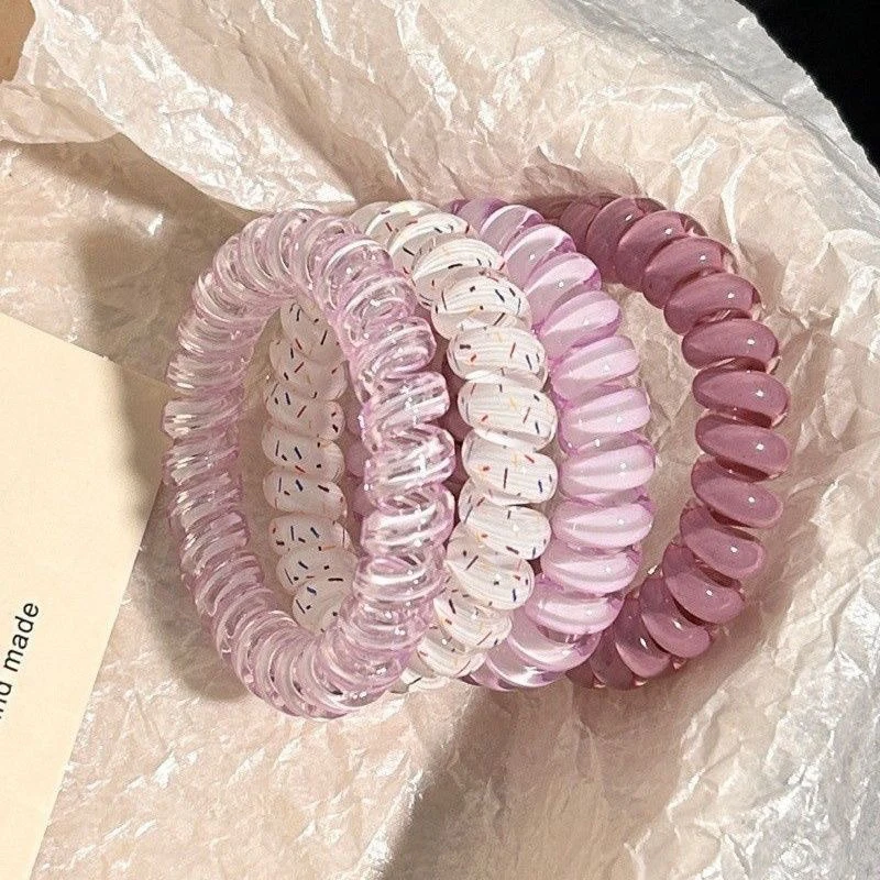 Set of 4 Spiral Hair Ties - Elastic Headbands & Scrunchies