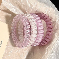 Set of 4 Spiral Hair Ties - Elastic Headbands & Scrunchies (Purple)