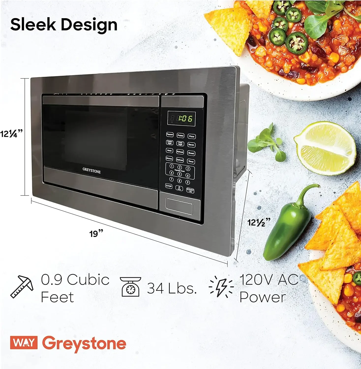 0.9 Cubic Foot, Built-In Microwave, Digital Touchpad, LED Display, Includes Trim, Stainless Steel 2