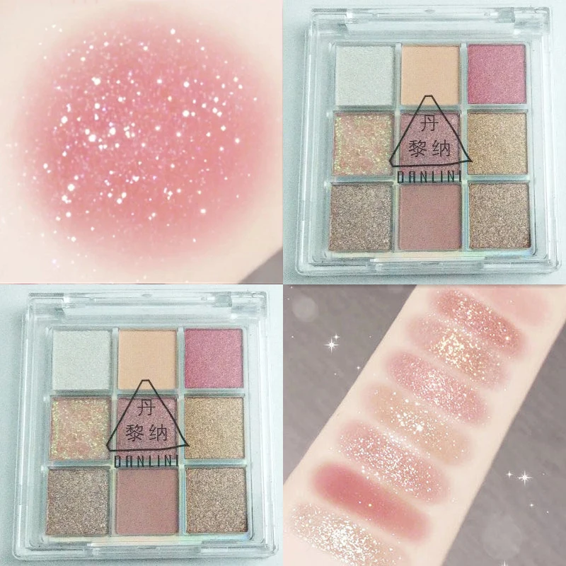 Eye Shadow Eye Shadow Plate 9 Color Eyeshadow Palette Pearlescent Matte Earth Transparent Grid Eyeshadow Nine-color Acrylic Nine Square Peach Charming Makeup