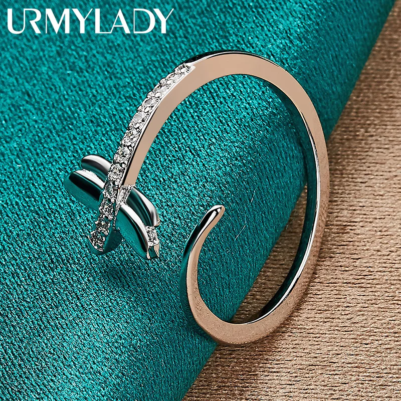 

URMYLADY 925 Sterling Silver Dragonfly Ring For Women Fashion Wedding Party Charm Jewelry