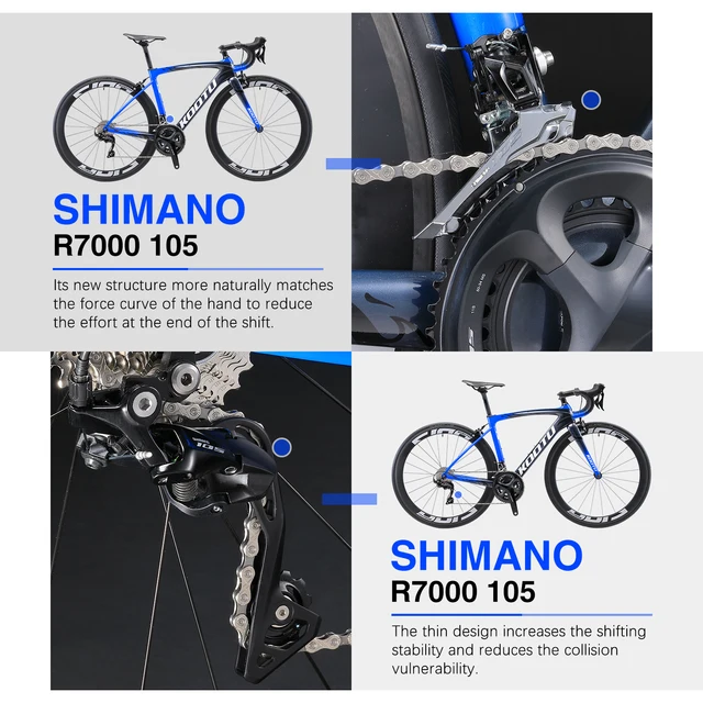 Bici Da Corsa In Carbonio KOOTU - Gruppo Shimano 105 R7000 22V, Freni A Disco - Foto 3