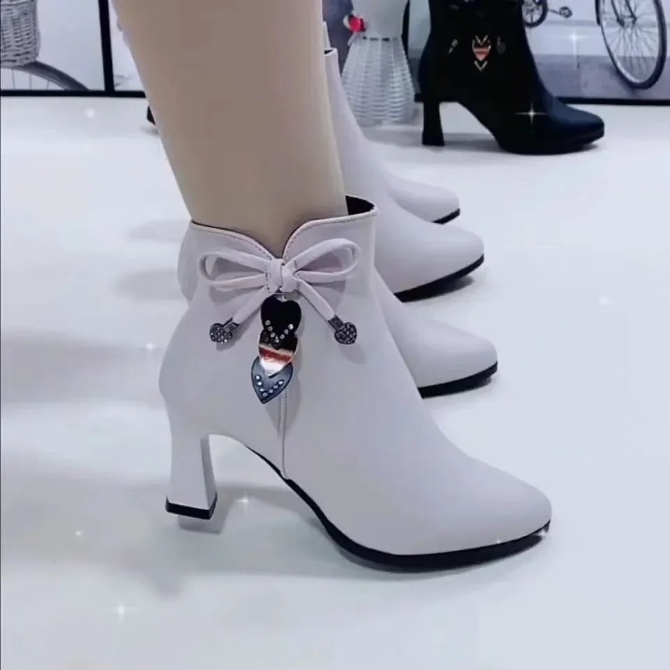 Bottes Hauts Talons Élégantes à Fermeture Éclair Imperméables