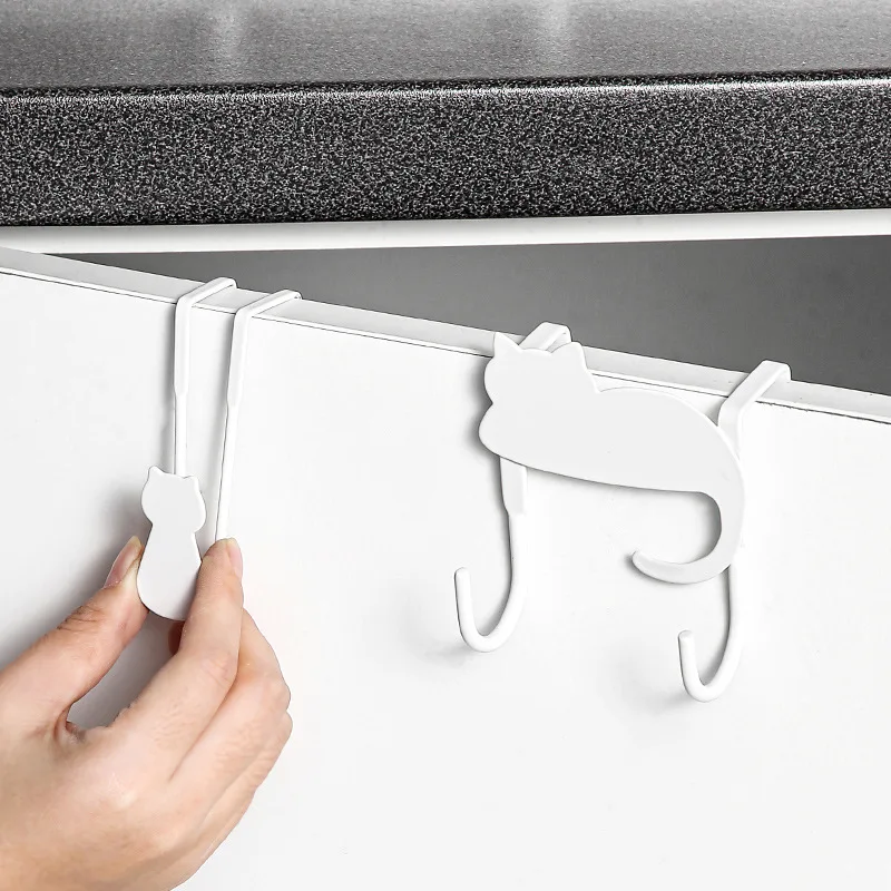 Cute Cat Kitchen Cabinet Hook HomeTowels Clothes Key Holder Bathroom Accessories Storage Hanger Door Back Hanging Organization storage hook door hook