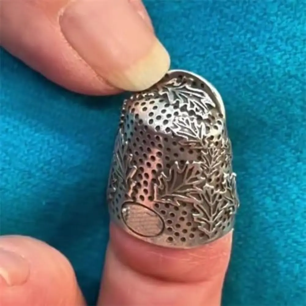 Metall Offener Nagel Eichel Fingerhut Langlebig DIY Handwerk Retro Nähen Fingerhut Hand Nähen Quilten Verstellbarer Stickerei Fingerschutz – Detail 2