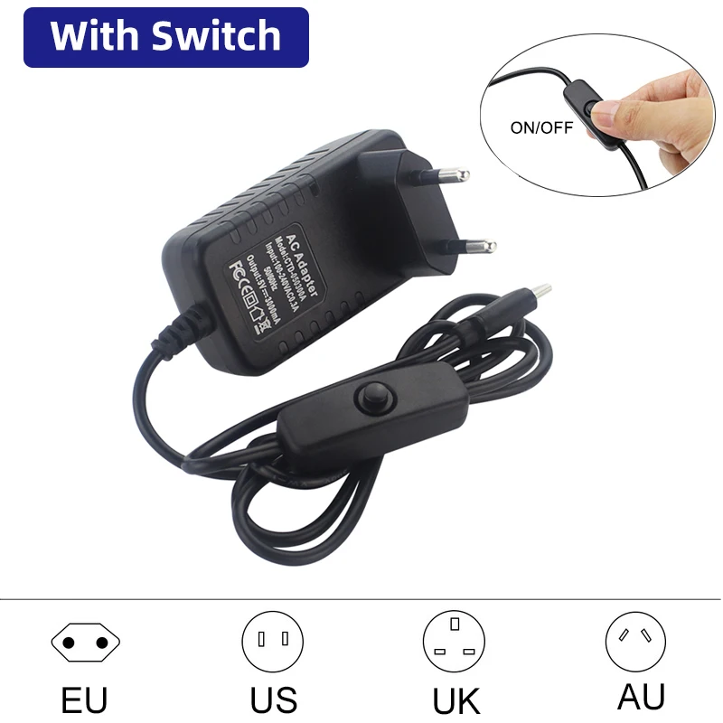 Power adapter 5V 3A USB Type C port 100-240V for Raspberry Pi 4 Orange 3B OPI Zero 3 charger