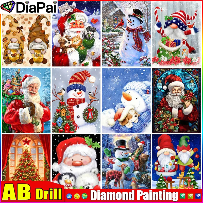 

DIAPAI AB Diamond painting "Snowman Deer Squirrel"Full Square/Round Drill Wall Decor Inlaid Resin Embroidery Craft Cross stitch