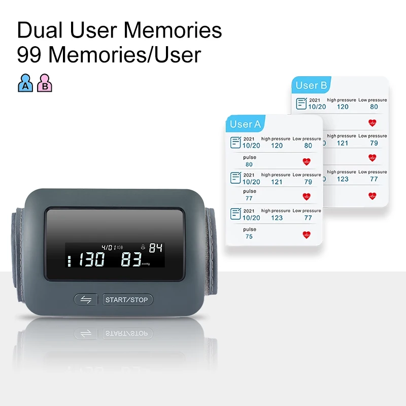 Recharge Arm Medical Blood Pressure Monitor Digital Tensiometer Cuff Portable Irregular Pulse Heart Rate Sphygmomanometer