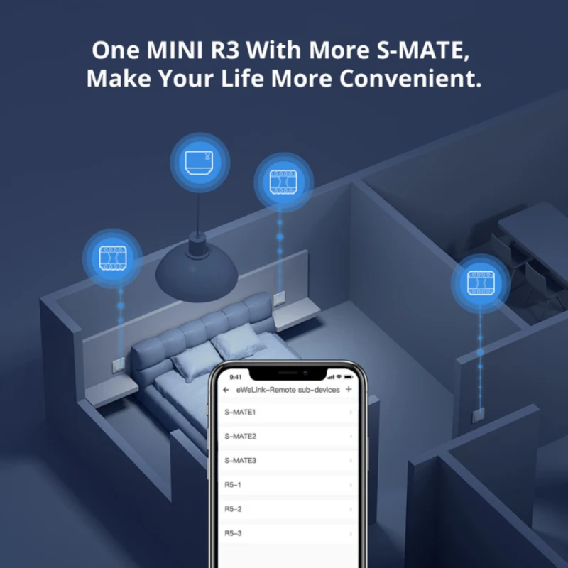 Sonoff Mini R3 16A Wifi Bluetooth Smart Switch S-MATE MINIR3 Smart Switch Breaker No Neutral Wire Required Control Via EWeLink