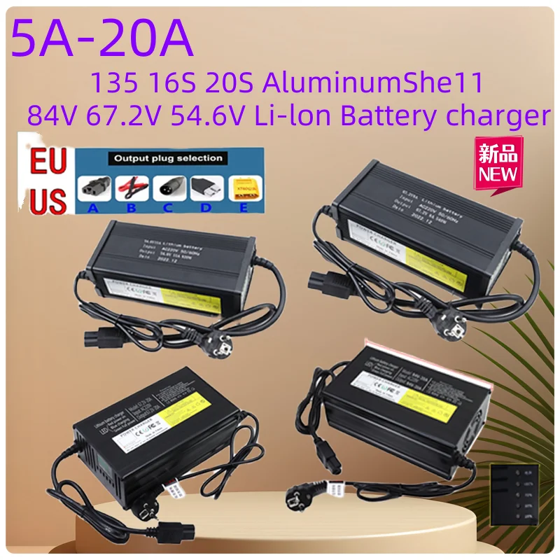 

48V 60V 72V Lithium-Ionen 13s 16s 20s new Batterie ladegerät 84V 67,2 V 54,6 V 5a-20a Aluminium hülle Smart Schnell ladung