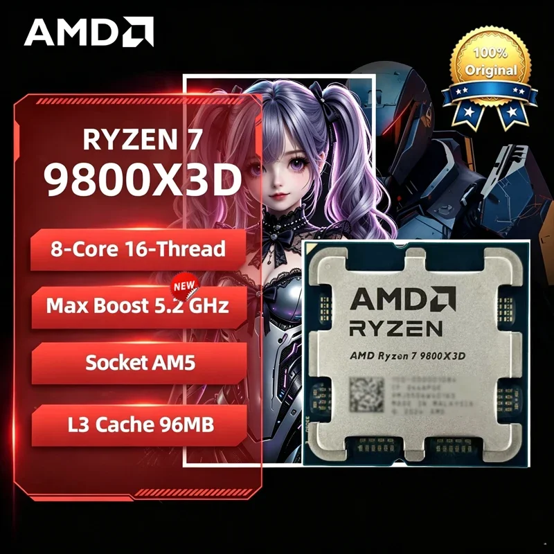 AMD 라이젠 7 9800X3D R7 9800X3D Zen5 4nm 8코어 16스레드 5.2..