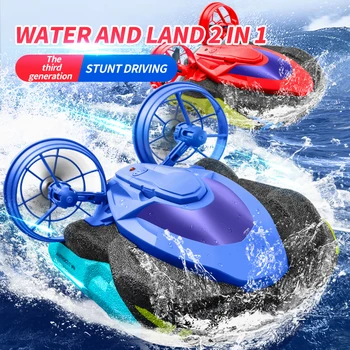 Bateau télécommandé S10 Water & Land, haute vitesse, 2.4G, hovercraft amphibie, voiture de dérive RC
