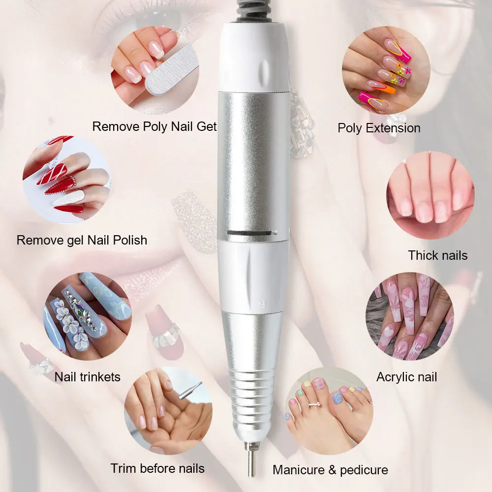 5 PIN Electric Nail Drill Pen Handle File Polish Grind Machine Handpiece Manicure Pedicure Tool Nail Drill Accessories 2